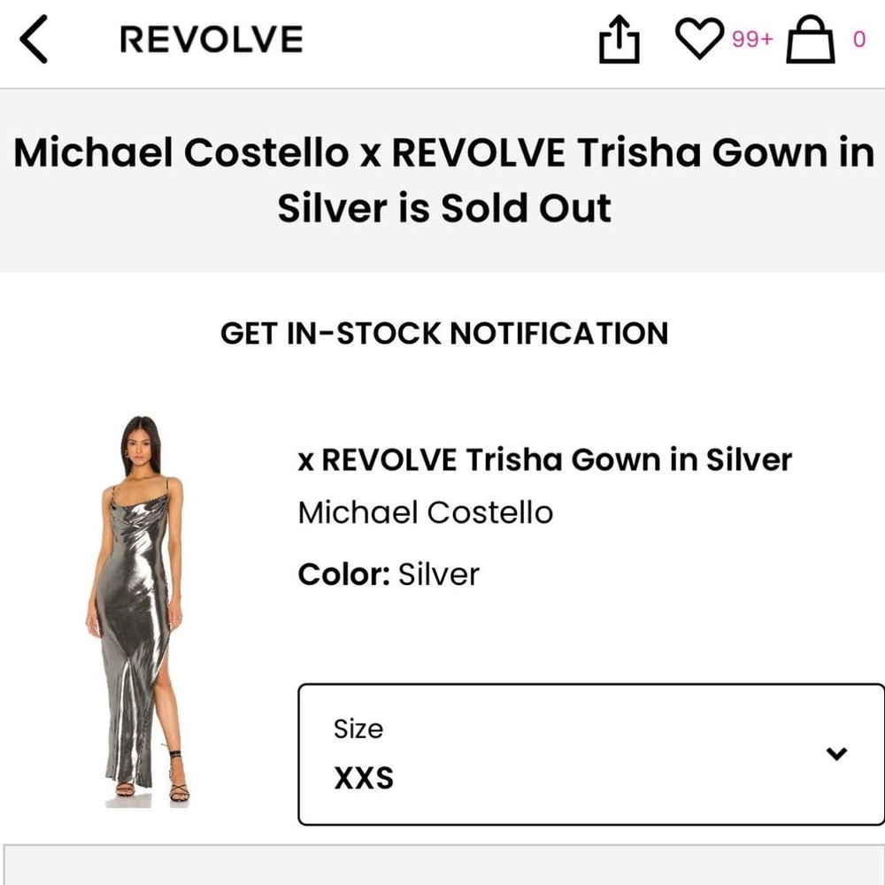 Michael Costello Silver Trisha Evening Gown Size XXS - Picture 10 of 10